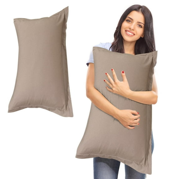 Hodwiequ Soft Pillow Shams Double Brushed Microfiber Pillow Covers - Hotel Style Premium Bed Pillow Cases, With 1.5” Decorative Flange, King 20"X36" Khaki