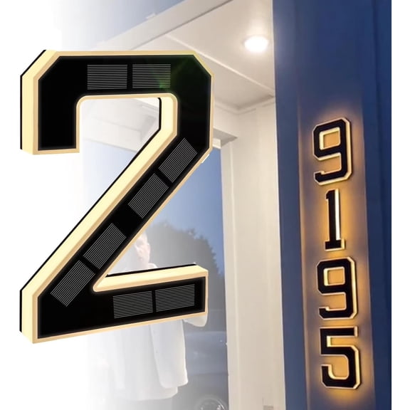 Hodwiequ Solar-Powered Digital Doorplate Waterproof Led Address Number Sign Black C