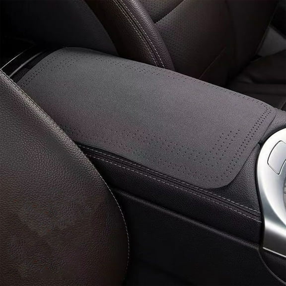 Hodwiequ Suede Armrest Cover Compatible For Tesla Model 3 Model Y Car Accessories Protector Pad Center Console Cover Automobile Armrest Box Mat Interior Cushion Gray Free Size