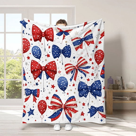Hodwiequ Summer Nap Blanket Independence Day Throw Blanket Soft Lightweight Plushs Fleece For Air Conditioned Rooms Office Couch Travel Cozy Wrap Bedding Multicolor A