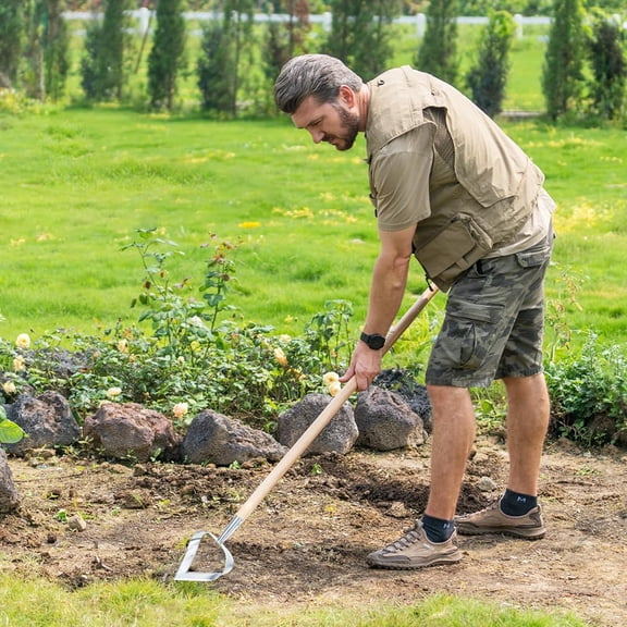 Hoe Garden Tool, Heavy Duty 61.2" Triangle Hoes with Ashwood Handle, Long Handle Weeding Tool Garden Hoe for Weeding, Cultivating, Soil Loosening and Digging Trenches