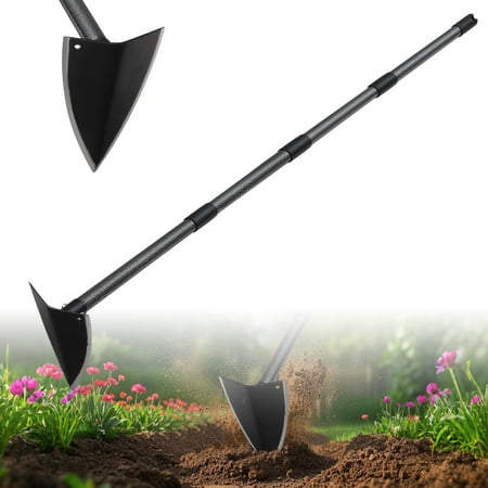 AEASKIEY Triangle Hoe with 60 inch Adjustable Metal Handle, Hoe Garden Tool for Digging, Weeding, Cutting