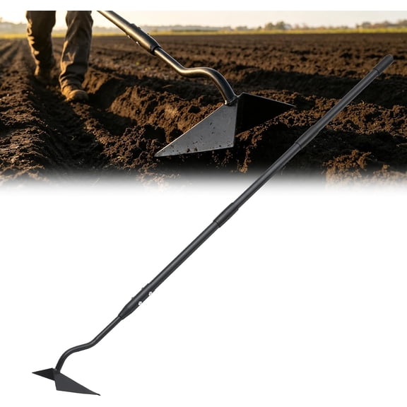 Garden Tool, Triangle Garden for Digging Cutting Trenches Loosen Soil Heavy Duty Hand Weed Long Handle 59 Inch