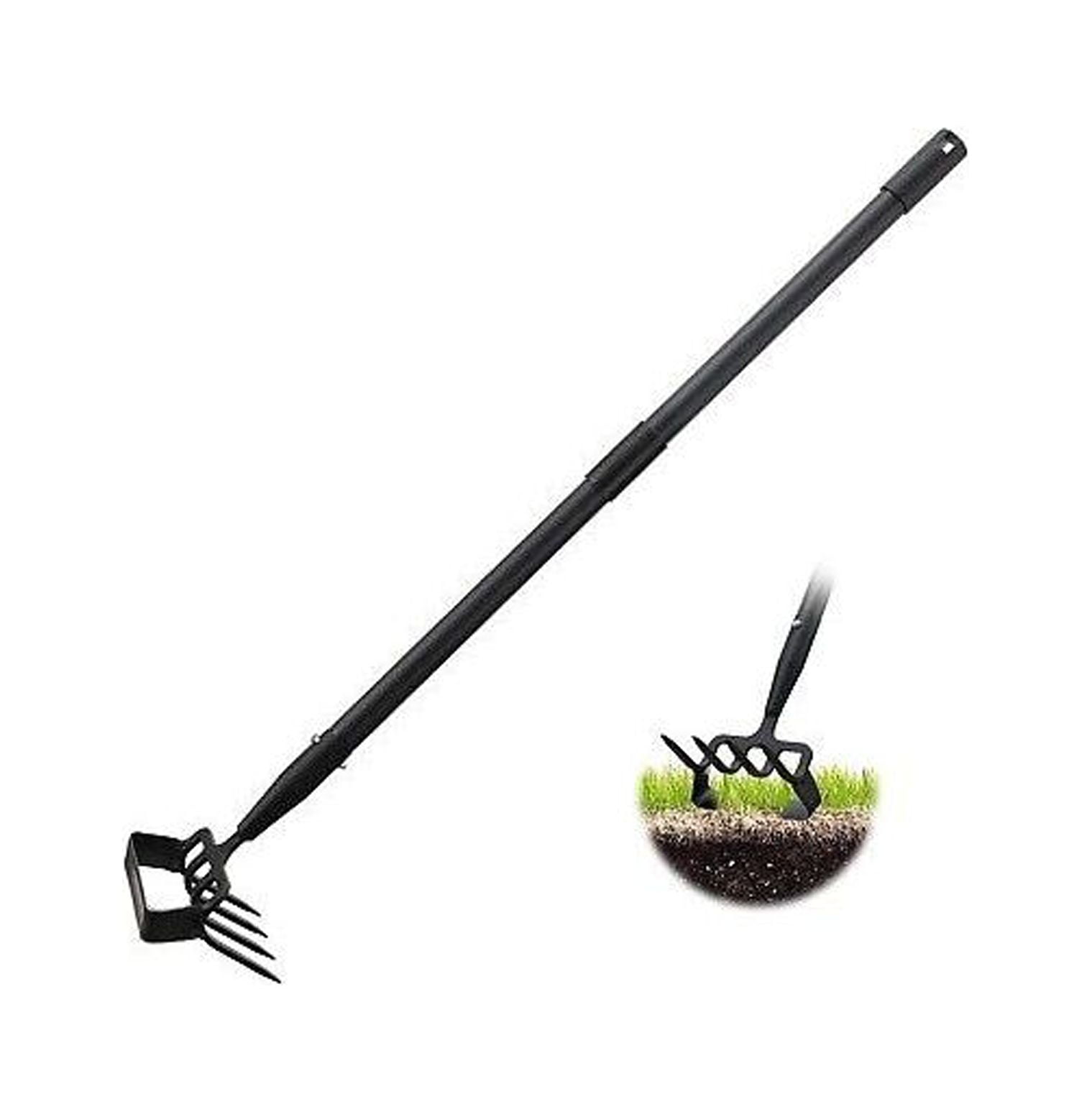 Hoe Garden Tool for Weeding,Stirrup Hoe and 4 Tines Rake 2in1 Gardening Too...