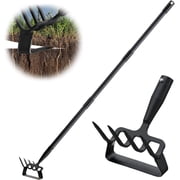 Hoe Garden Tools, Stirrup Hoe Cultivator for Weeding with 73 Adjustable Long Shank, 2-in-1 Heavy Duty Hoe and Rake Cultivator for Digging, Loosening Soil