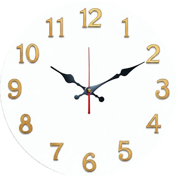Hoease 10 Inch Silent Wall Clock, Minimalist Gold Number Blank Decorative Wall Clock, Battery Operated Non-Ticking Round Clock for Living Room Bedroom Office Home Decor