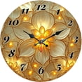 thumbnail image 1 of Hoease 10 Inch Silent Wall Clock, Stained Glass Glowing Lotus Decorative Wall Clock, Battery Operated Non-Ticking Round Clock for Living Room Bedroom Floral Home Decor, 1 of 10