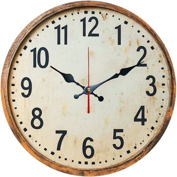 Hoease 10 Inch Silent Wall Clock, Vintage Distressed Blank Dial Decorative Wall Clock, Battery Operated Non-Ticking Round Clock for Living Room Bedroom Office Home Decor