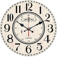 thumbnail image 1 of Hoease 10 Inch Silent Wall Clock, Vintage London Wood Decorative Wall Clock, Battery Operated Non-Ticking Round Clock for Kitchen Living Room British Home Decor, 1 of 10