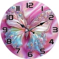 thumbnail image 1 of Hoease 12 Inch Silent Wall Clock, 3D Jeweled Colorful Butterfly Decorative Wall Clock, Battery Operated Non-Ticking Round Clock for Living Room Bedroom Luxury Home Decor, 1 of 10
