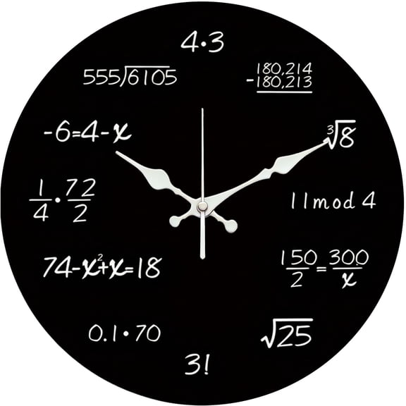 Hoease 12 Inch Silent Wall Clock, Math Formula Creative Decorative Wall Clock, Battery Operated Non-Ticking Round Clock for Living Room Bedroom Teacher Home Decor
