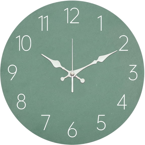 Hoease 12 Inch Silent Wall Clock, Sage Green Minimalist Solid Color Decorative Wall Clock, Battery Operated Non-Ticking Round Clock for Living Room Bedroom Modern Home Decor