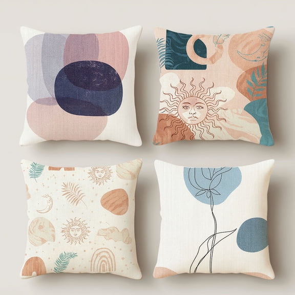 Hoease 14x14 Inch Boho Abstract Color Block Geometric Pillow Cover Minimalist Sofa Decor Cushion Case Without Insert