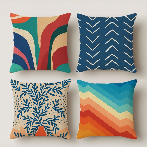 Hoease 20x20 Inch Retro Rainbow Chevron Gradient Abstract Throw Pillow Cover Modern L Sectional Couch Decor Cushion Cover No Insert