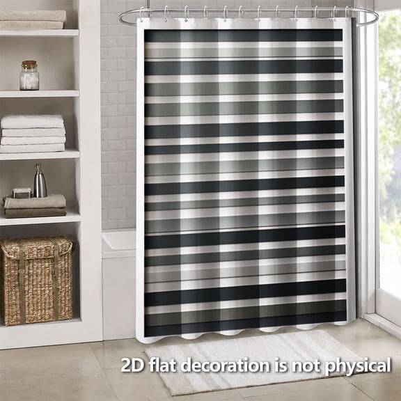 Hoease Neutral Gray Tone Horizontal Stripe Shower Curtain, 71W x 71L Inch Waterproof Fabric Bathroom Curtain with 12 Hooks, Minimalist Modern Bath Decor