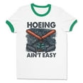 thumbnail image 1 of Hoeing Ain't Easy Ringer Tee Shirt Unisex Medium White/Kelly Green, 1 of 5