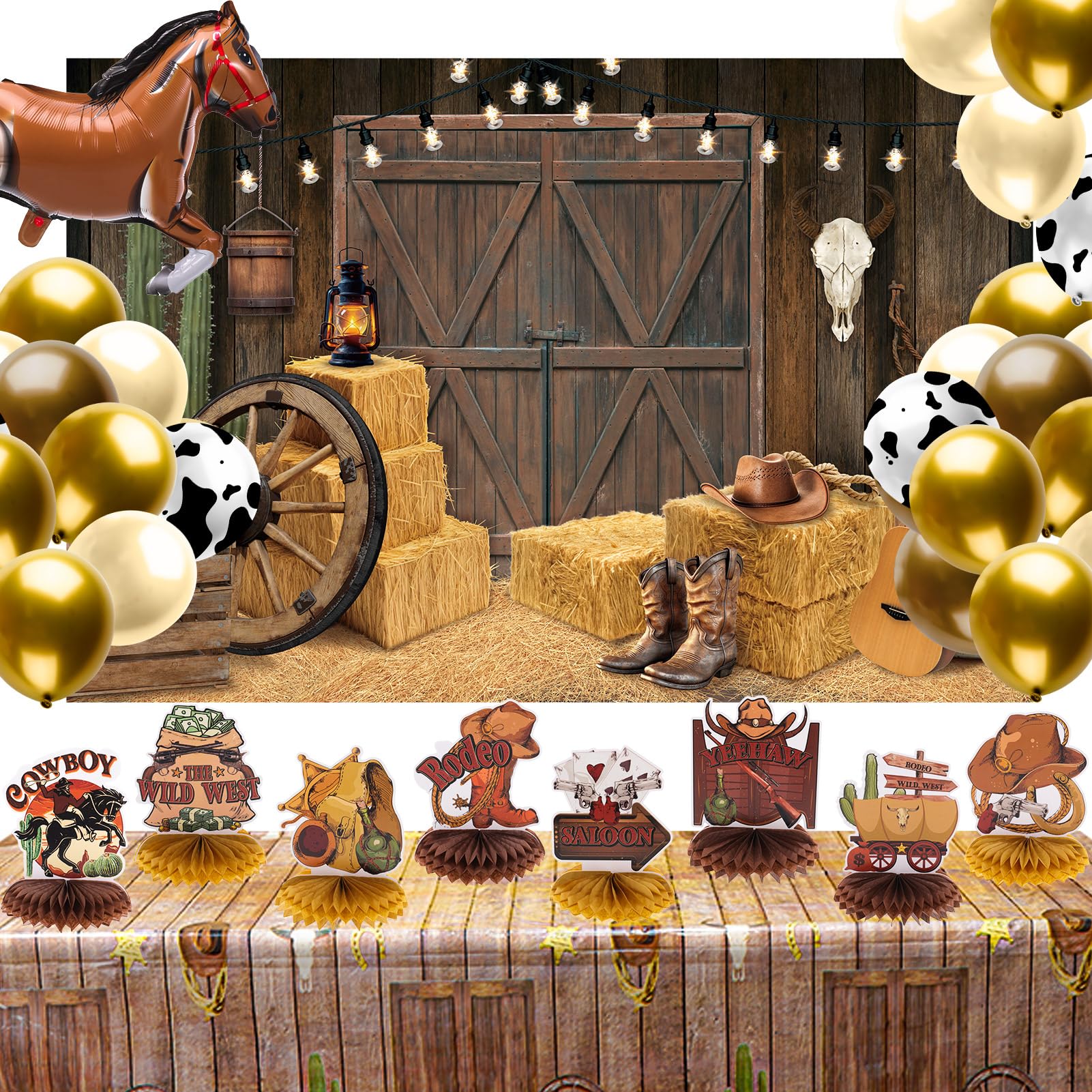 Lot De 24 Décorations Western - 12 Fers à Cheval Et 12 Chapeaux De Cowboy - Pour Anniversaire, Mariage, Fête à Thème - 4