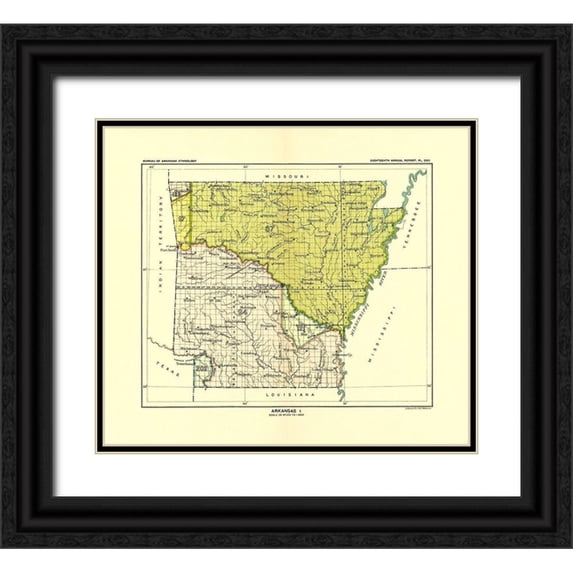 Hoen 13x12 Black Ornate Wood Framed with Double Matting Museum Art Print Titled - Arkansas Indian Land Cession - Hoen 1896