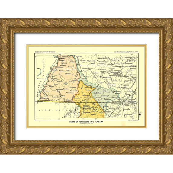 Hoen 14x11 Gold Ornate Wood Framed with Double Matting Museum Art Print Titled - Tennessee - Alabama - Hoen 1896