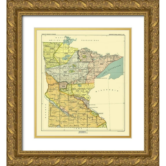 Hoen 15x17 Gold Ornate Wood Framed with Double Matting Museum Art Print Titled - Minnesota - Hoen 1896