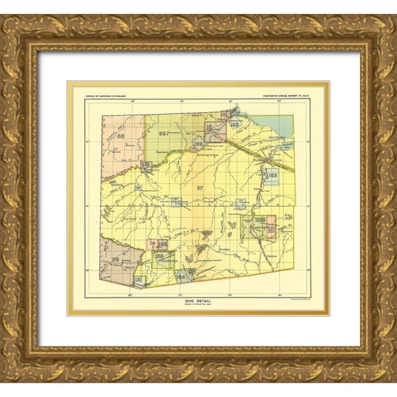 Hoen 16x15 Gold Ornate Wood Framed with Double Matting Museum Art Print Titled - Ohio - Detail - Hoen 1896