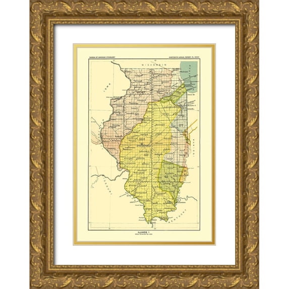 Hoen 23x32 Gold Ornate Wood Framed with Double Matting Museum Art Print Titled - Illinois - Hoen 1896