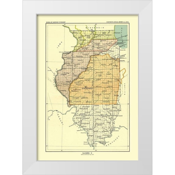 Hoen 23x32 White Modern Wood Framed Museum Art Print Titled - Illinois - Hoen 1896