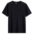 thumbnail image 1 of Hoen Summer Shirts for Men Short Sleeve Round Neck T-Shirts with Pocket Lightweight Breathable Tops Solid Casual Loose Basic Shirts, 1 of 3