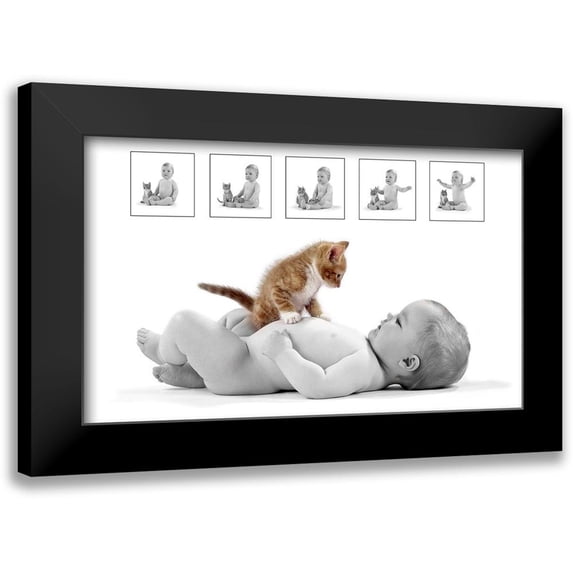 Hoenderkamp, Patrick 18x12 Black Modern Framed Museum Art Print Titled - Kitten and baby