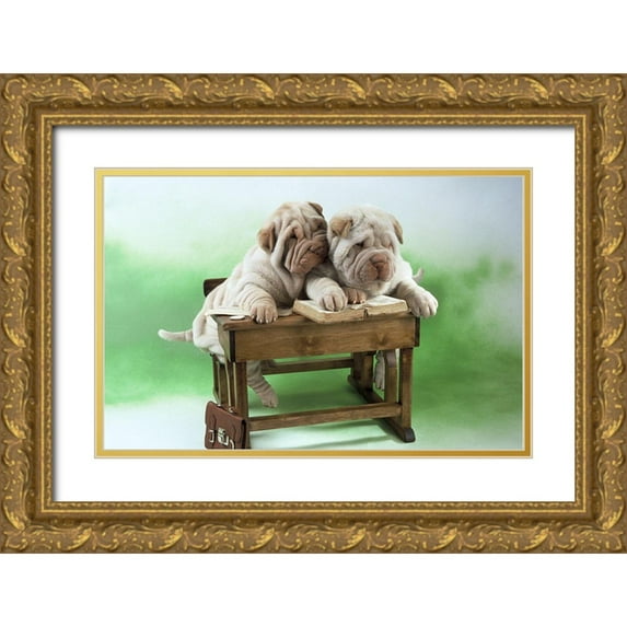Hoenderkamp, Patrick 18x13 Gold Ornate Wood Framed with Double Matting Museum Art Print Titled - clever dogs