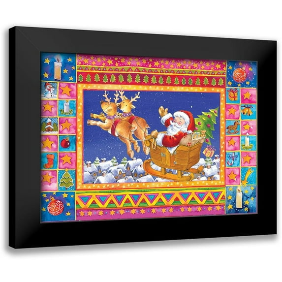 Hoenderkamp, Patrick 24x18 Black Modern Framed Museum Art Print Titled - Santa and Friends 2