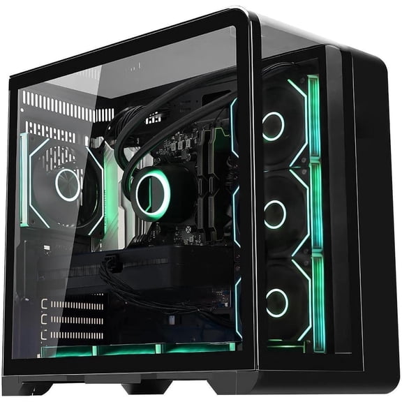 Hoengager Astral Plus Gaming PC -AMD Ryzen 7 9800X3D 8-Core 5.2 GHz-RTX 5070 12GB-32GB DDR5-1TB PCIe +1TB SATA SSD -ARGB Software-Windows 11 -Black