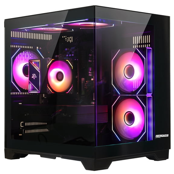 Hoengager Gaming PC- AMD Ryzen 5 5500, Radeon RX 6500 XT 4G, 16GB DDR4 ,1TB PCIe SSD, Software-Controlled ARGB, Wifi& BT, Windows 11 Prebuilt PC-Black