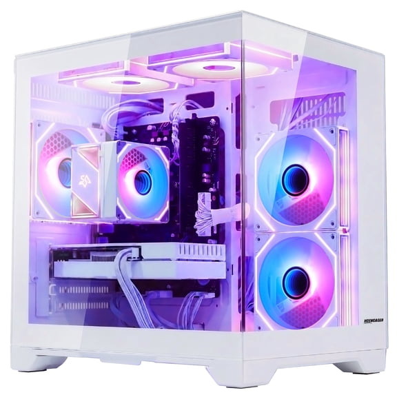 Hoengager Gaming PC- AMD Ryzen 5 5500, Radeon RX 6500 XT 4G, 16GB DDR4 ,1TB PCIe SSD, Software-Controlled ARGB, Wifi& BT, Windows 11 Prebuilt PC-White