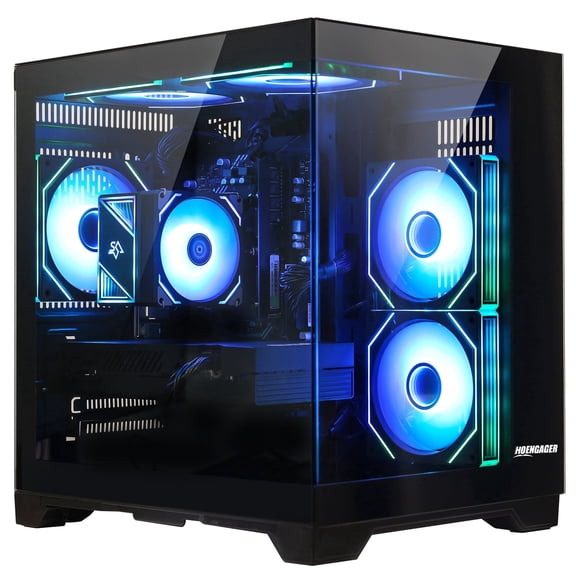 Hoengager Gaming PC -AMD Ryzen 5 5500, Radeon RX 6500 XT 4GB, 1TB PCIe SSD ,16GB DDR4, APP-Control ARGB, RGB FANS, WIFI, Bluetooth, Windows 11 -Black
