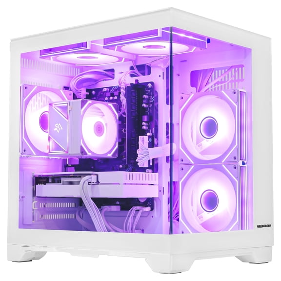 Hoengager Gaming PC -AMD Ryzen 5 5500, Radeon RX 6500 XT 4GB, 1TB PCIe SSD ,16GB DDR4, APP-Control ARGB, RGB FANS, WIFI, Bluetooth, Windows 11 -White