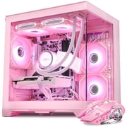 Hoengager Gaming PC -AMD Ryzen 5 5700x 3.4 GHz,Radeon RX 9060 XT 16GB, 16GB DDR4 RAM,1TB PCIe SSD,Liquied Cooler, Software-controlled ARGB, Windows 11
