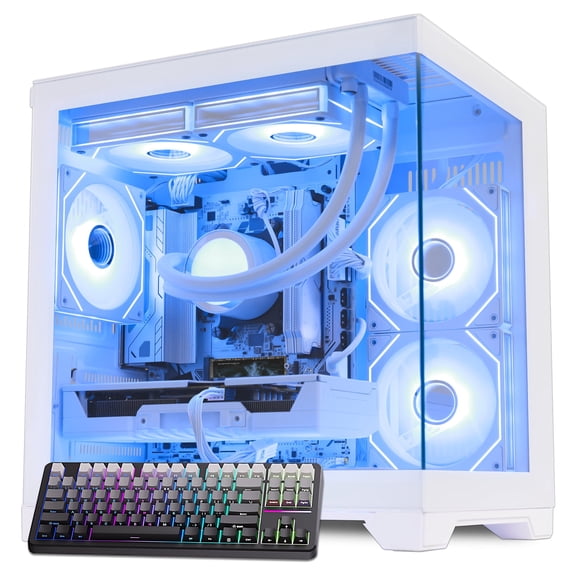 Hoengager Gaming PC AMD Ryzen 5 9600X 6-Core 3.9 GHz, RTX 5060 8GB, 32GB DDR5 RAM,1TB PCIe SSD, WIFI with Bluetooth Windows 11-White