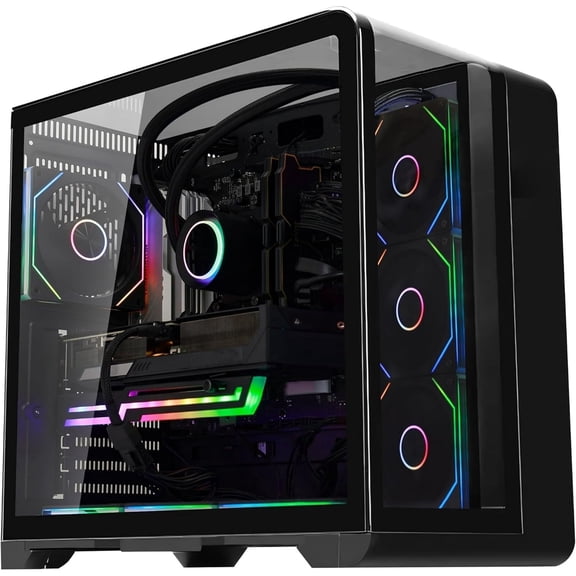 Hoengager Gaming PC- AMD Ryzen 5 9600X 6 Core 3.9 GHz RX 9070 16GB GDDR6 16GB DDR5 RAM 1TB PCIe and 2TB SATA SSD Windows 11 Desktop Computer