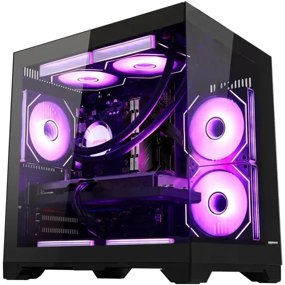 Hoengager Gaming PC AMD Ryzen 7 7800X3D 8 Core 4.2 GHz Radeon RX 9060 XT 16GB 32GB DDR5 RAM 1TB PCIe +4TB SATA SSD Liquid Cooler WIFI &Bluetooth 650W PSU Windows 11 Prebuilt PC Computer