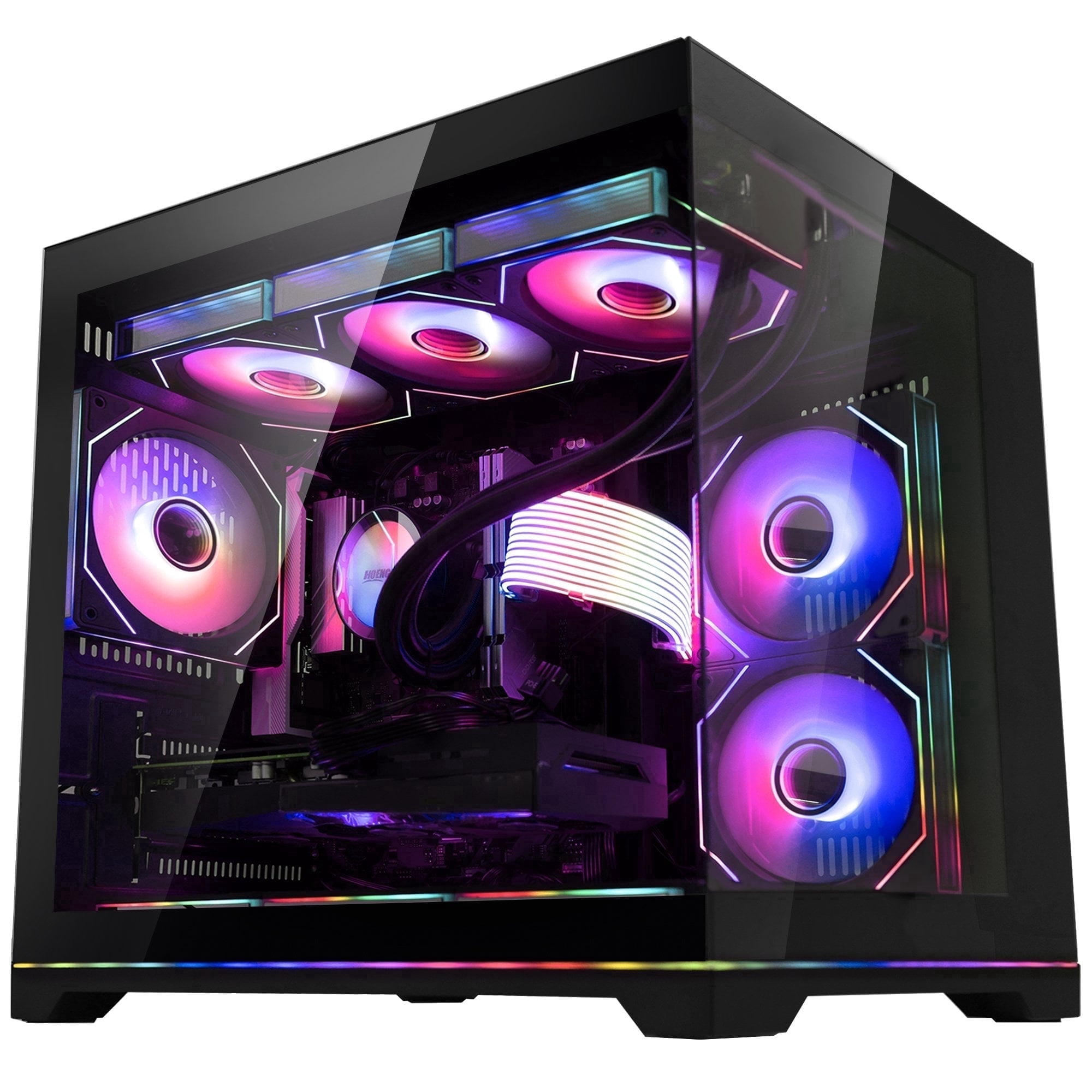 Hoengager Gaming PC-AMD Ryzen 5 9600X, Geforce RTX 5060 Ti 8G, 32GB DDR5, 3TB SSD, 850W PSU, 360 AIO RGB Liquid Cooling, RGB Fusion 2.0, Windows 11