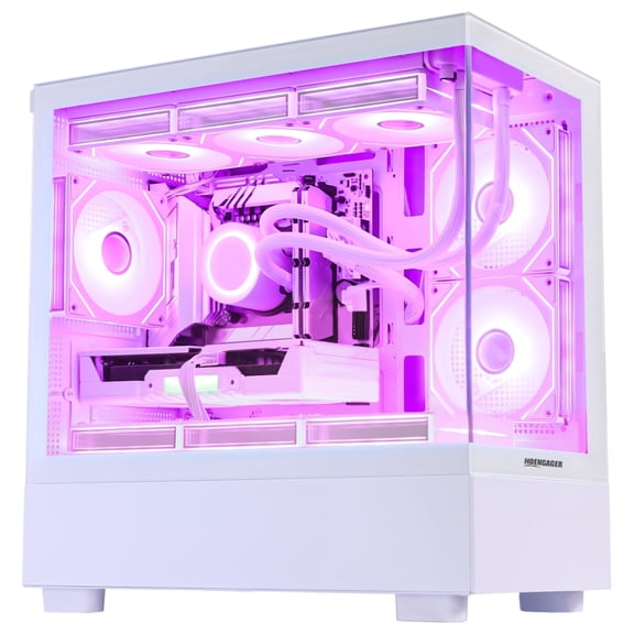 Hoengager Gaming PC Desktop Intel Core i5-12600KF RX 9070 XT GDDR6 1TB PCIe SSD, 360 AIO RGB Liquid Cooling WIFI with Bluetooth Windows 11 -White