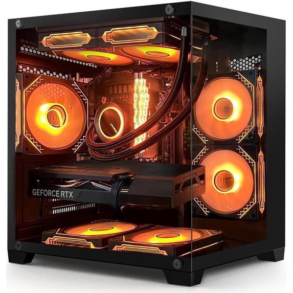 Hoengager Gaming PC - Intel Core i7-13700F 16 Cores - GeForce RTX 4060TI 8GB - 32GB DDR4 RAM - 1TB PCIe SSD - Adjustable RGB Fans- Windows 11 Pro Desktop-Black