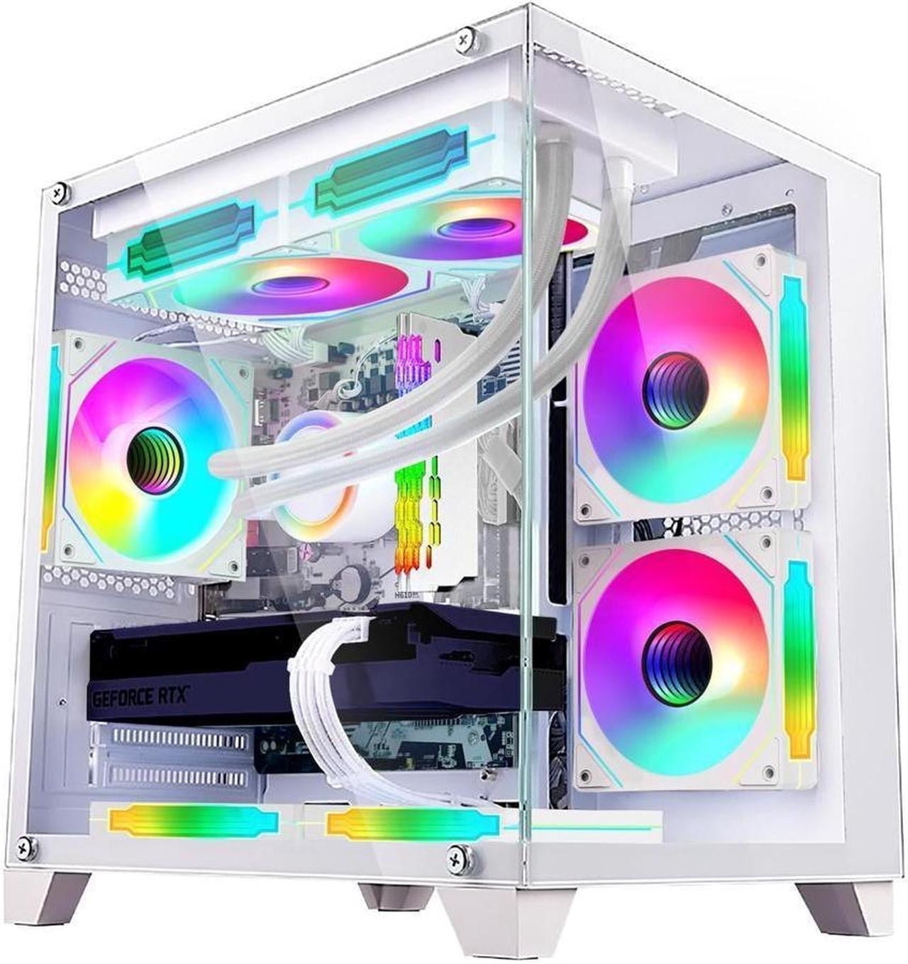 Hoengager Gaming PC Intel i5 12400F 2.5GHz GeForce RTX 3050 6GB 16GB DDR4 3200MHz 1TB M.2 SSD RGB Fans ,HDMI Liquid Cooler Windows 11 Desktop White