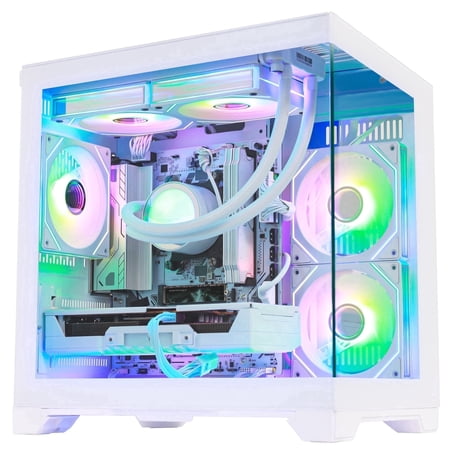 Hoengager Gaming PC AMD Ryzen 5 9600X 6-Core 3.9 GHz, RTX 5060 8GB, 32GB DDR5 RAM,1TB PCIe SSD, WIFI with Bluetooth Windows 11-White