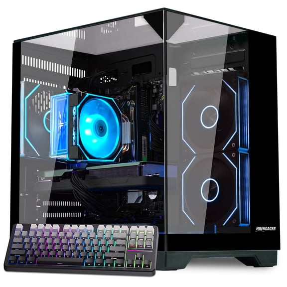 Hoengager Horizon Gaming PC -AMD Ryzen 7 5700X 8-Core 3.4 GHz -RTX 5070 12GB-16GB DDR4 RAM-1TB PCIe SSD -RGB Fans-Windows 11 Desktop Computer-Black