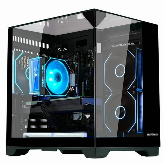 Hoengager Horizon Gaming PC -AMD Ryzen 7 5700X 8-Core 3.4 GHz -RX 6500 XT 4GB -16GB DDR4 RAM-1TB PCIe SSD-RGB Fans-Windows 11 Desktop Computer-Black