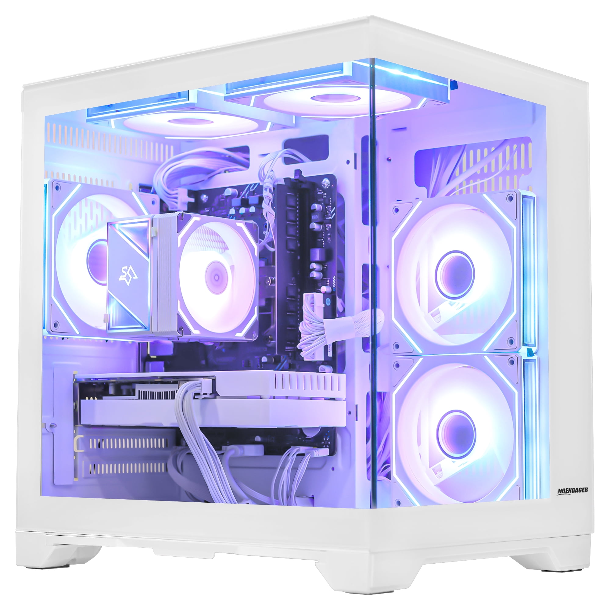Hoengager King Gaming PC AMD Ryzen 5 5500 6-Core 3.6 GHz,Radeon RX 6500 XT 4GB, 16GB DDR4 ,1TB PCIe SSD ,ARGB Software, Windows 11 Prebuilt PC-White