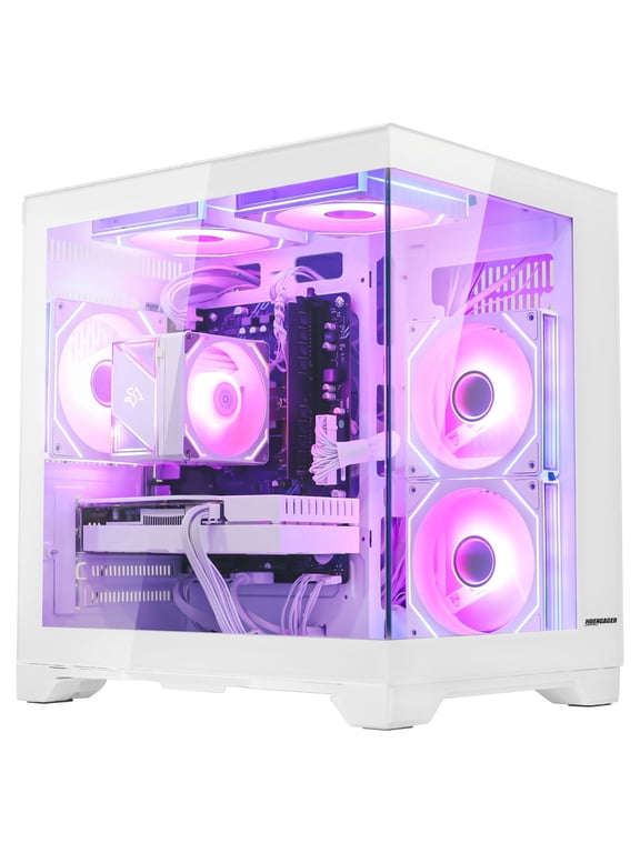 King Gaming PC AMD Ryzen 5 5500 6-Core 3.6 GHz,Radeon RX 6500 XT 4GB, 16GB DDR4 ,1TB PCIe SSD ,ARGB Software, Windows 11 Prebuilt PC-White