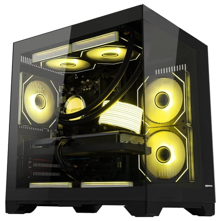 Hoengager Panorama Gaming PC -AMD Ryzen 7 5700X 3.4 GHz,GeForce RTX 5060 8GB, 32GB DDR4,1TB PCIe and 2TB SATA SSD, WIFI, Bluetooth Windows 11